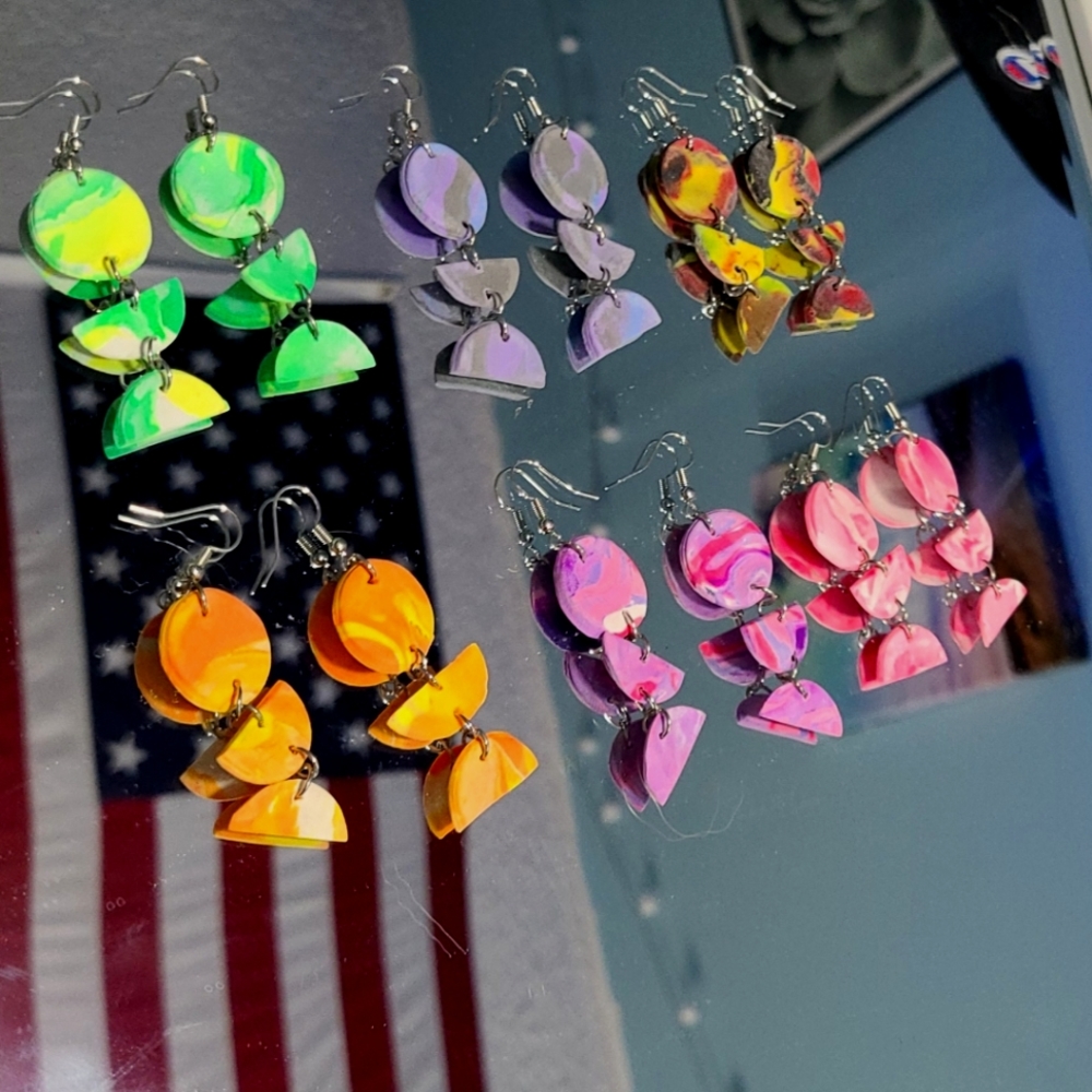 2 pair of Homemade clay earrings